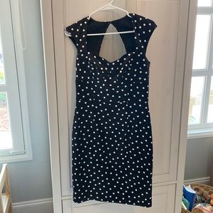 White House Black Market White and Black Polka Dot Dress - Size 6
